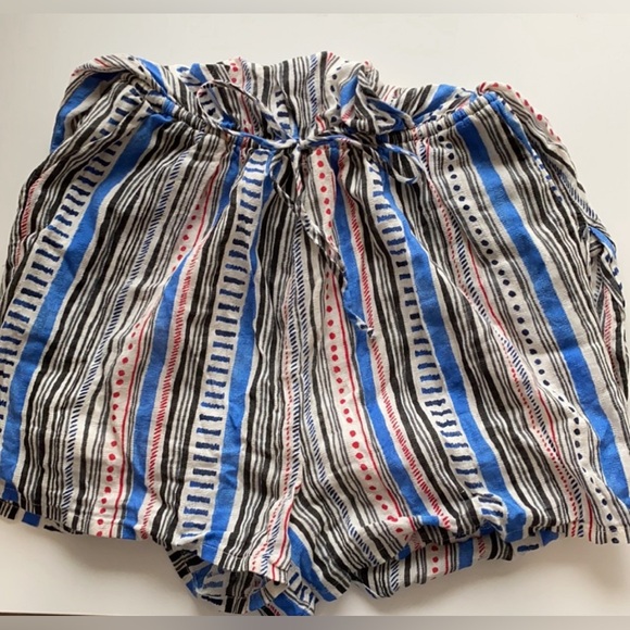 Patrons of Peace Vertical Striped Short Sleeve Romper Red/ Blue/ White/Black - Picture 4 of 6